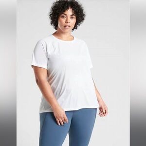Athleta white Ultimate Tee lightweight athletic wear 1X new with tags